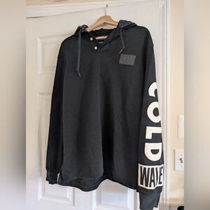 Polo by Ralph Lauren Black Hoodie with Bold White Sleeve